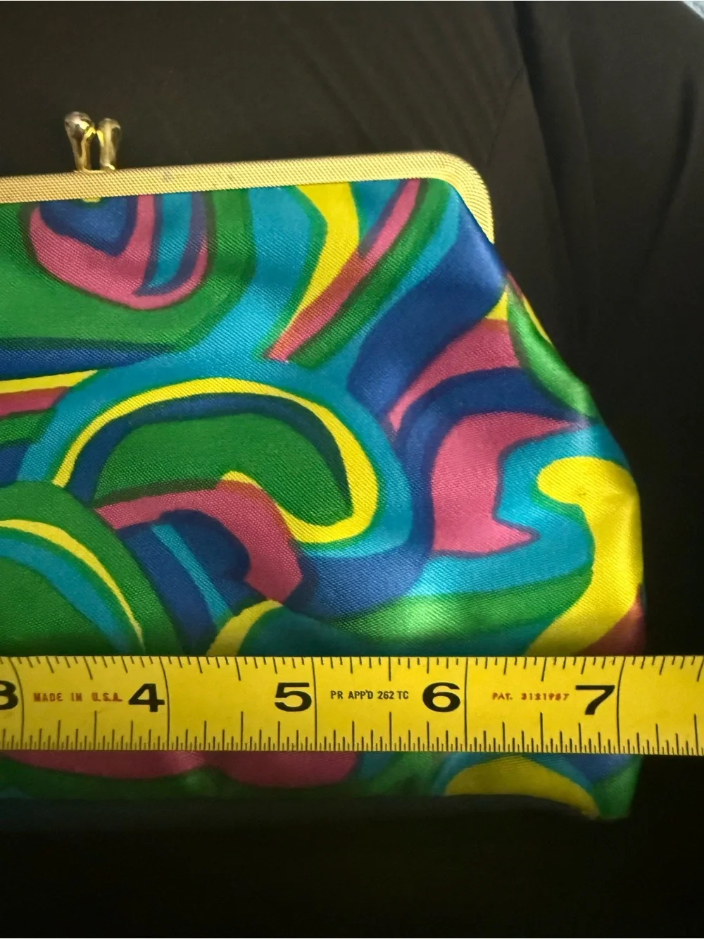 Vintage Psychedelic Swirl Pucci Like Coin Purse Metal Clasp Frame 7”
